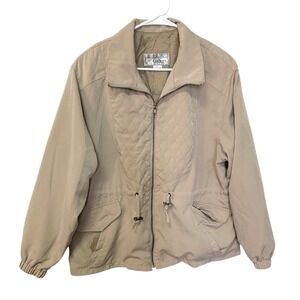 Gallery Sport Jacket Womans Large Full Zip Adjustable Waist Coat Multi Pocket